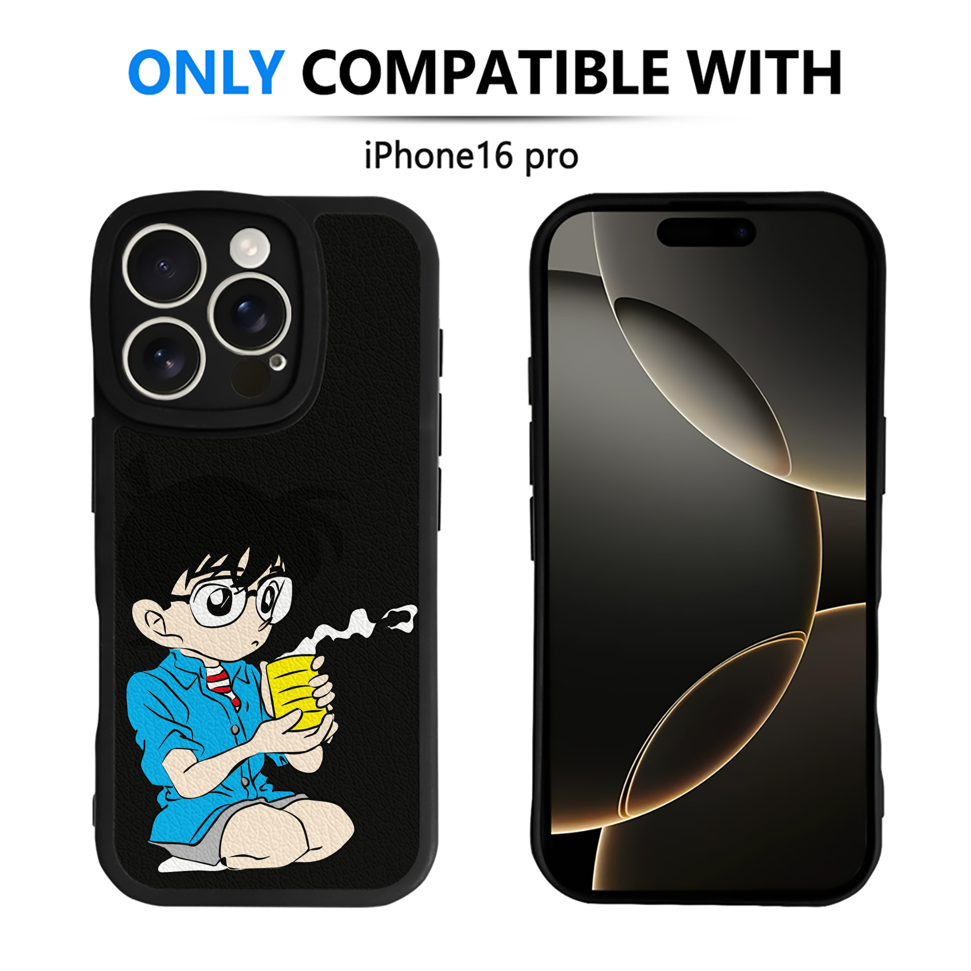 （画像用） 名探偵コナン 江戸川 コナン Detective Conan Conan Edogawa 【iPhone 16シリーズ対応】シリコンスマホケース（レザー調） 材質：シリコン